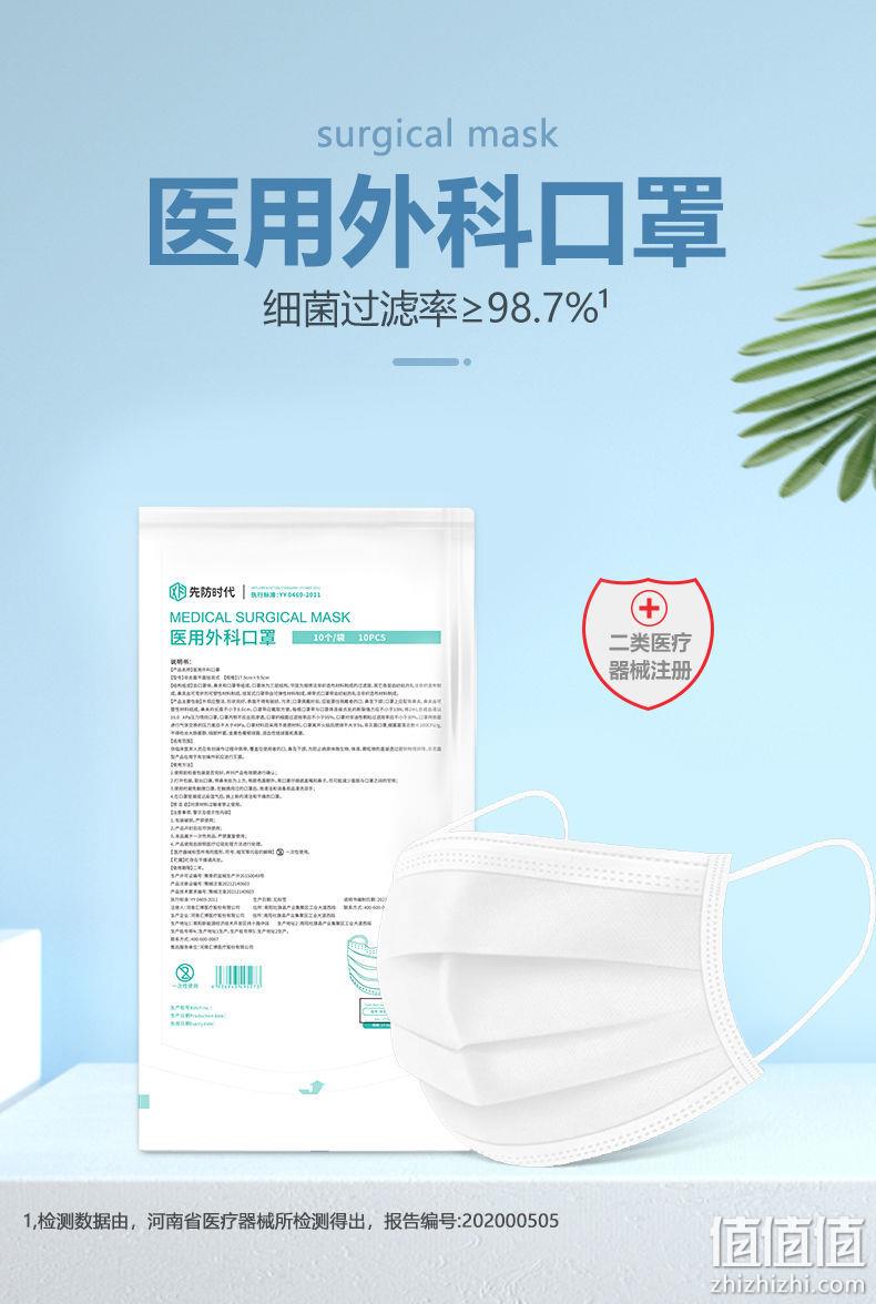 药监备案，出口海外40国：80只 先防时代 医用外科口罩 9.9元包邮 值值值-买手聚集的地方