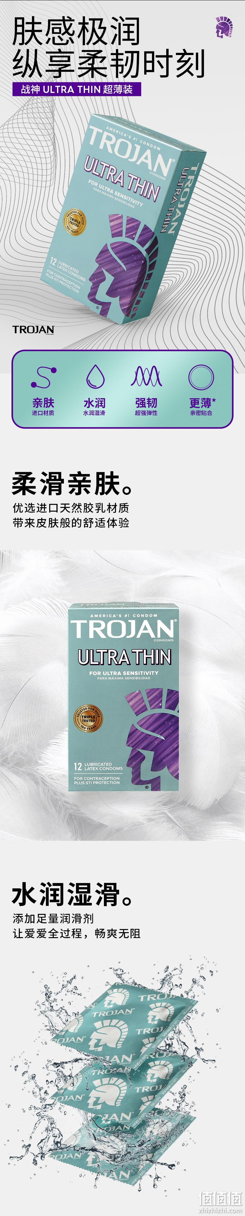 北美热销No.1品牌 TROJAN 战神 ULTRA THIN 超薄避孕套 12只 59元包邮 值值值-买手聚集的地方