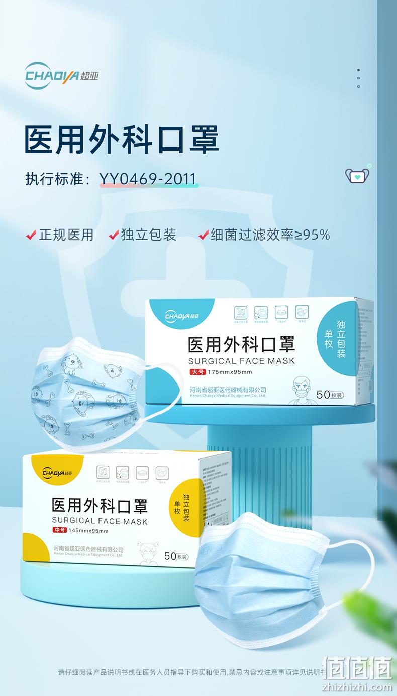 超亚 成人/儿童 一次性医用外科口罩 100只 16.9元包邮 值值值-买手聚集的地方