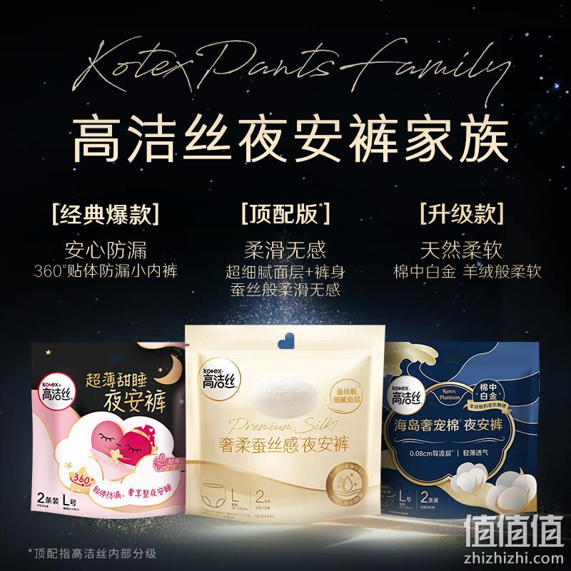 Plus会员，Kotex 高洁丝 奢柔蚕丝夜安裤 2条/包*6件 45.7元（7.61元/件） 值值值-买手聚集的地方