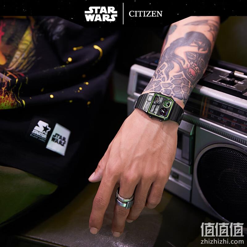 Citizen 西铁城 星球大战系列 死星追逐战 不锈钢表带复古方盘运动手表JG2109-50W 新低1281.57元 值值值-买手聚集的地方