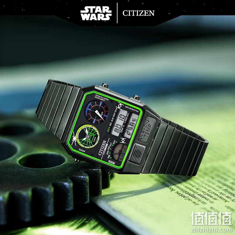 Citizen 西铁城 星球大战系列 死星追逐战 不锈钢表带复古方盘运动手表JG2109-50W 新低1281.57元 值值值-买手聚集的地方