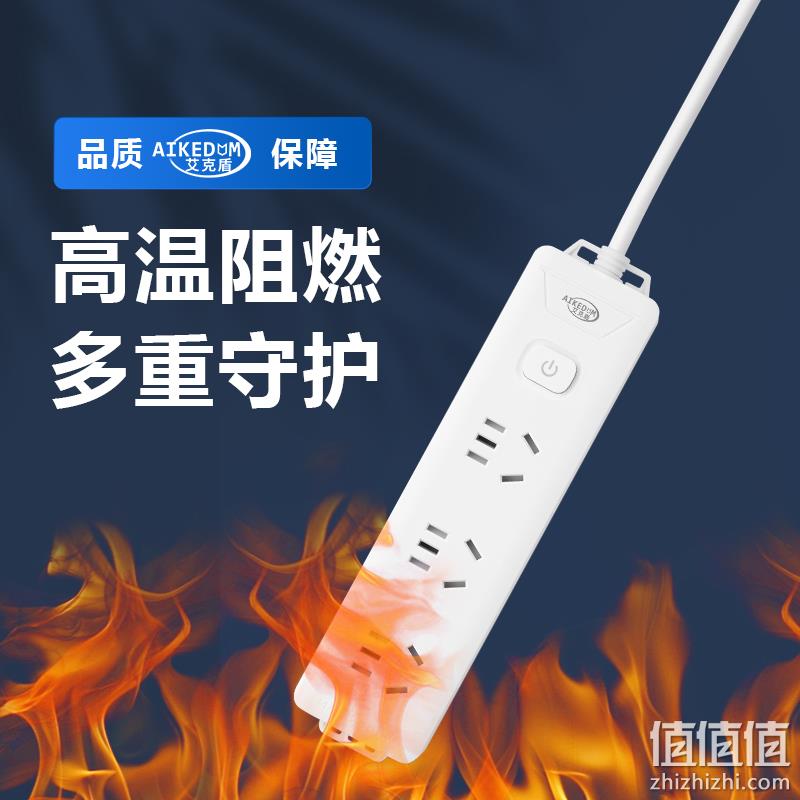 AIKEDUM 艾克盾 智能主动灭火式插座 9插位27孔1.8m 19元包邮（需领券） 值值值-买手聚集的地方