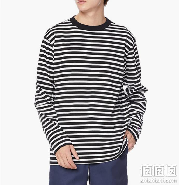 日版 Champion 冠军牌 C3-U415 男士纯棉条纹长袖T恤 156.3元起 值值值-买手聚集的地方