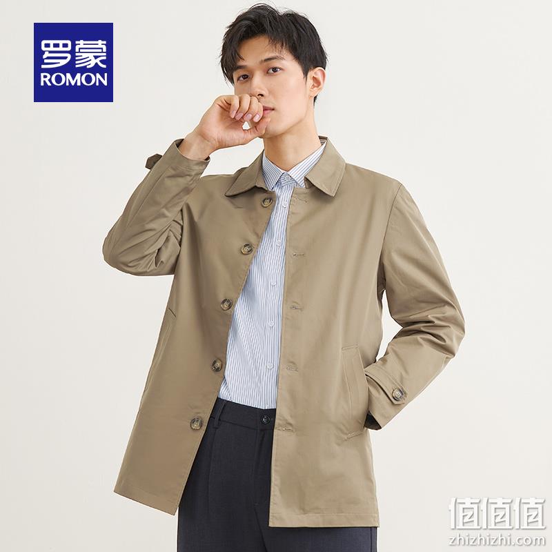 罗蒙 2022秋季新款男士中长款商务休闲风衣外套 2色 99元包邮（加棉款109元） 值值值-买手聚集的地方