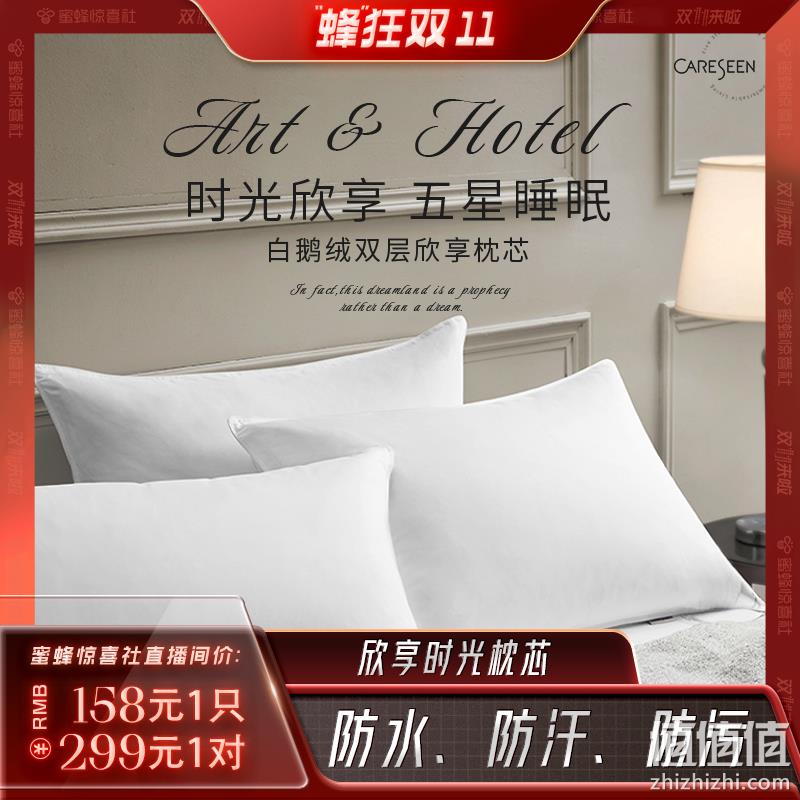 五星级酒店供应商，康尔馨 白鹅绒双层欣享时光枕芯 一只装 158元包邮（一对299元） 值值值-买手聚集的地方