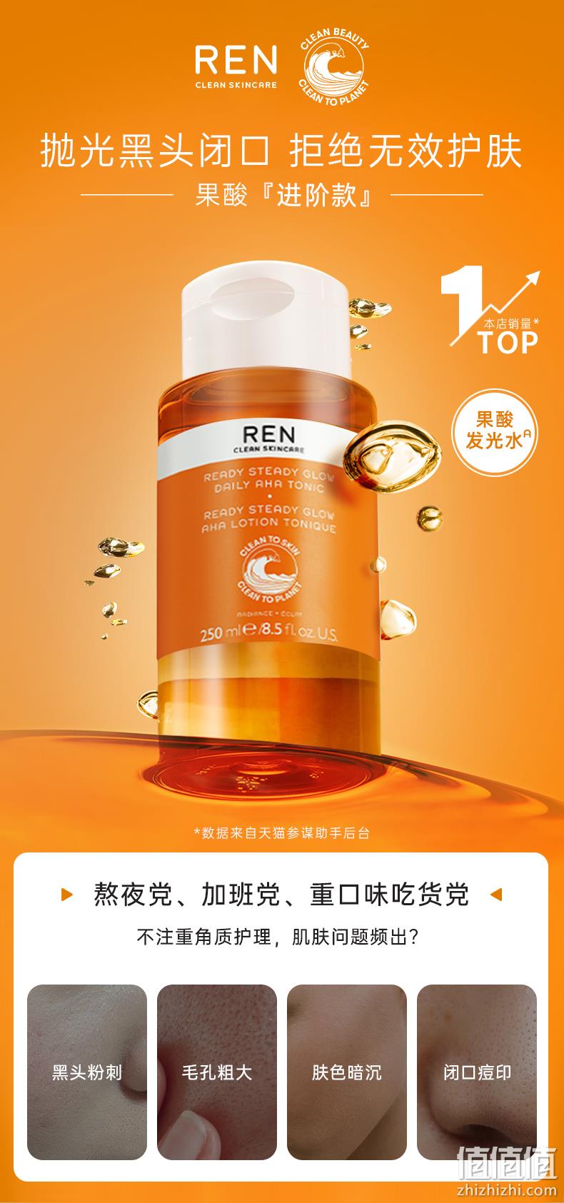REN AHA果酸毛孔收敛水250mL 赠同款150mL 新低159元包邮包税（需领券） 值值值-买手聚集的地方