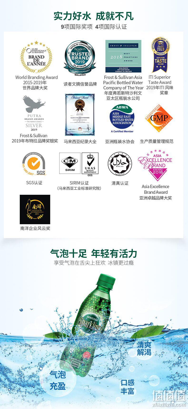 马来西亚国会用水， SPRITZER 事必胜 高端无糖气泡水饮料325ml*18瓶 29.9元包邮（1.7元/瓶） 值值值-买手聚集的地方