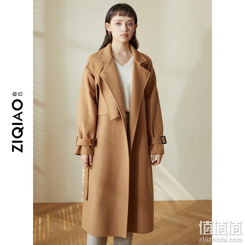 ZIQIAO 自巧 女士100%绵羊毛双层领双面呢大衣 20ZQ0862 399元包邮（双重优惠） 值值值-买手聚集的地方