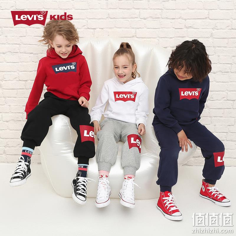 Levi's 李维斯 2022秋冬男女童大logo纯棉加绒加厚卫裤（105~165码） 134.6元包邮（双重优惠） 值值值-买手聚集的地方