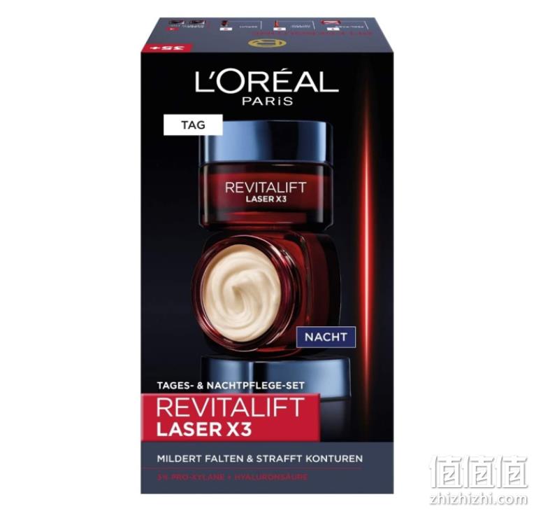 L'Oréal Paris 欧莱雅 Revitalift Laserx3 复颜光学紧致嫩肤去皱 日霜+晚霜套装 50ml*2瓶 124.85元 值值值-买手聚集的地方