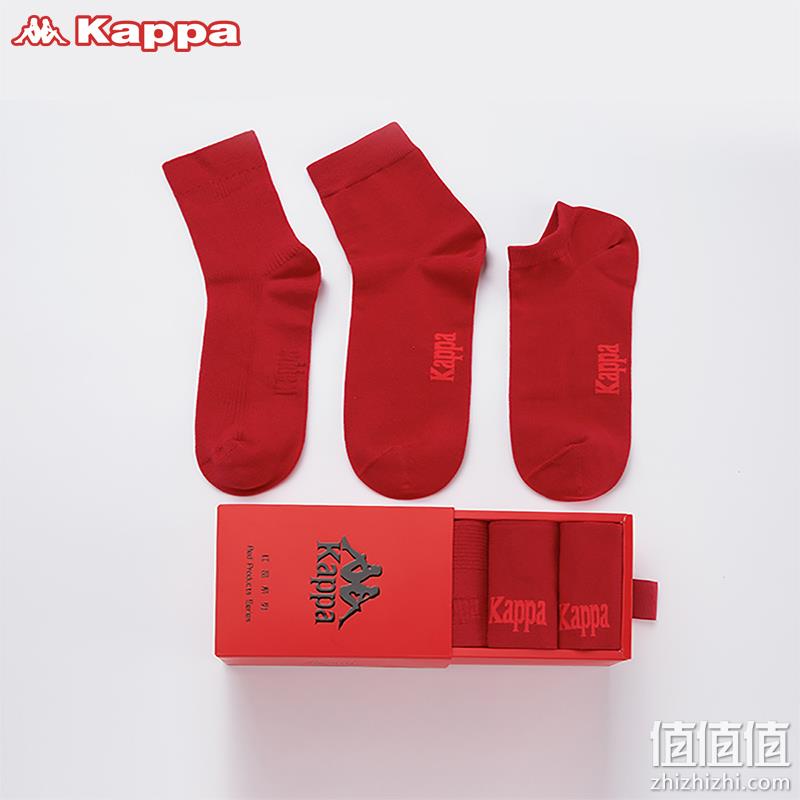 Kappa 卡帕 男士本命年限量红品中筒袜 3双装 KP9W43（赠棉质运动袜1双） 34元包邮（需领券） 值值值-买手聚集的地方