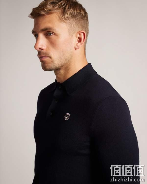 Ted Baker 泰德·贝克 Wembley 男士100%美利奴羊毛长袖Polo衫255123 213.24元（可3件92折） 值值值-买手聚集的地方