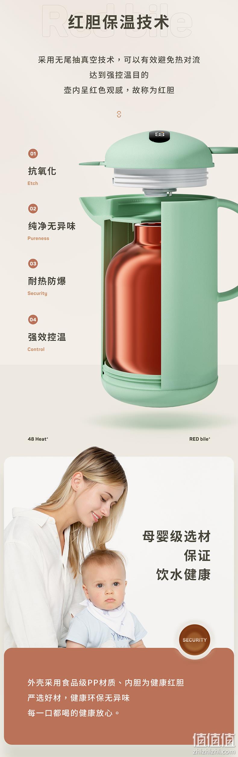 物生物 JV022102 莹森 家用智能显温保温水壶1.5L 69元包邮（需领券） 值值值-买手聚集的地方