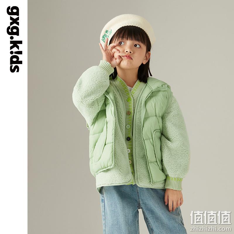 1衣3穿，gxg.kids 儿童90白鸭绒连帽羽绒服 带仿羊羔毛马甲 多色 199元包邮（需用券） 值值值-买手聚集的地方