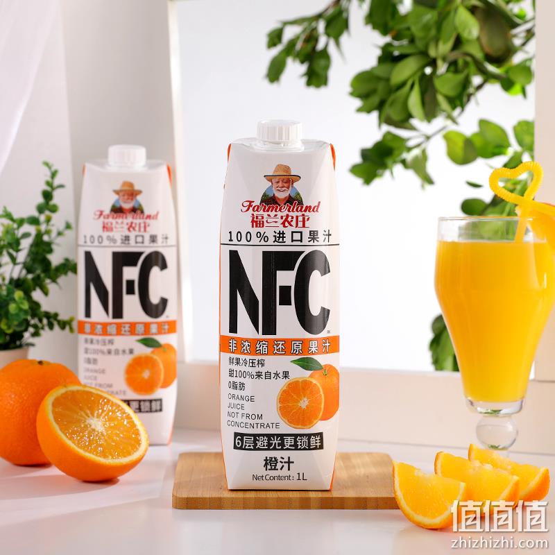 希腊进口，福兰农庄 100%非浓缩还原NFC橙汁 1L*2瓶*4件 新低117.6元包邮（折14.7元/L） 值值值-买手聚集的地方