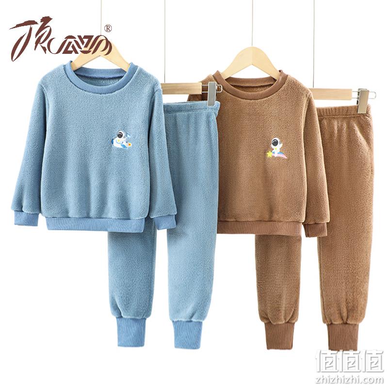 顶瓜瓜 儿童秋冬圆领/连帽法兰绒家居服套装 （110-170cm） 史低39.9元包邮（需领券） 值值值-买手聚集的地方