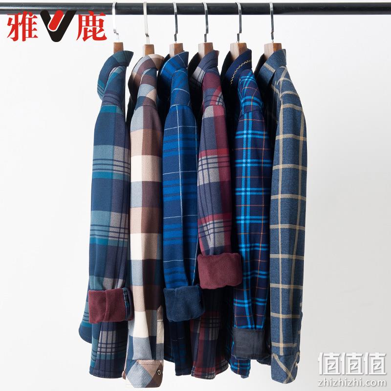 雅鹿 男式冬季加绒加厚格子保暖衬衫 多色 39.9元包邮（需用券） 值值值-买手聚集的地方