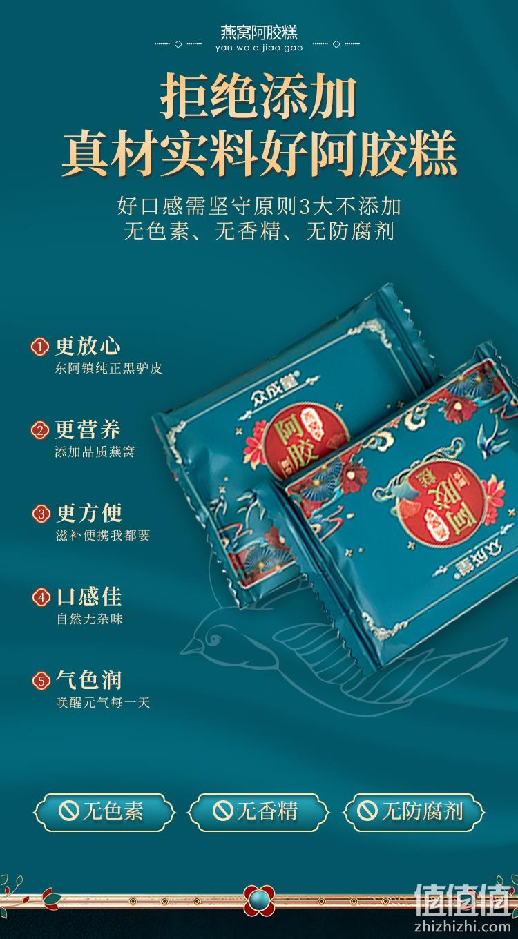 众成堂 燕窝阿胶糕200g*4盒 39元包邮（拍4件） 值值值-买手聚集的地方