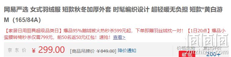 降￥70！网易严选 零感无压系列 女士90白鸭绒面包服羽绒服 4004695 新低299元包邮 值值值-买手聚集的地方