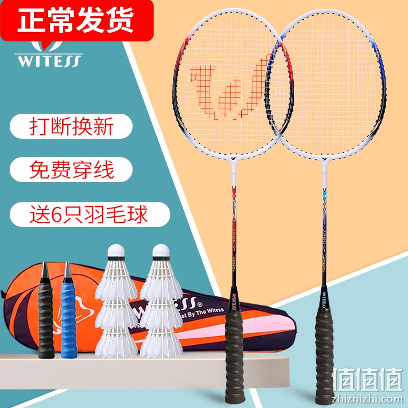 WITESS 威特斯 羽毛球拍2支 送羽毛球*3+手胶+拍包 20元包邮起（需领券） 值值值-买手聚集的地方