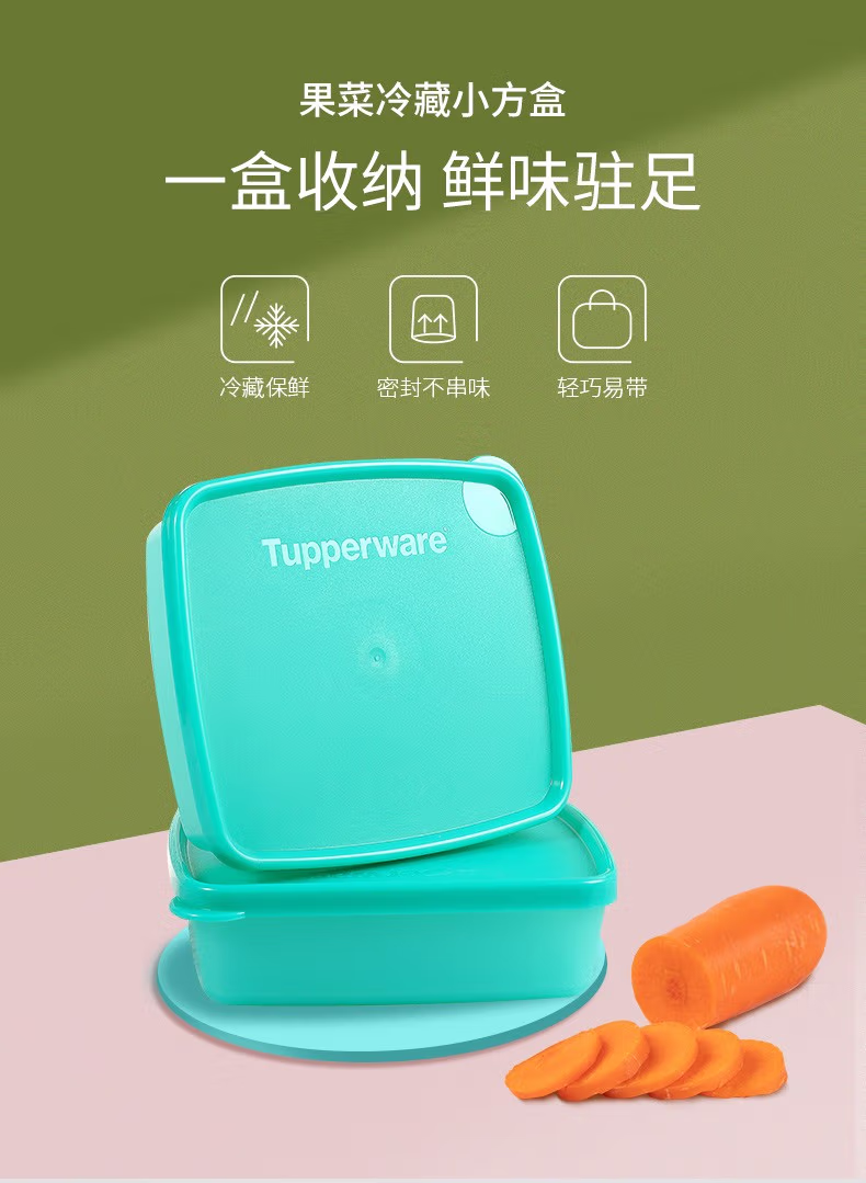 Tupperware 特百惠 小方盒密封保鲜盒 250ml*2个 9.9元包邮（需领券） 值值值-买手聚集的地方