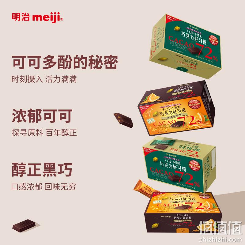 meiji 明治 巧克力好习惯 72%黑巧克力 63g*5盒 79元包邮（需领券） 值值值-买手聚集的地方
