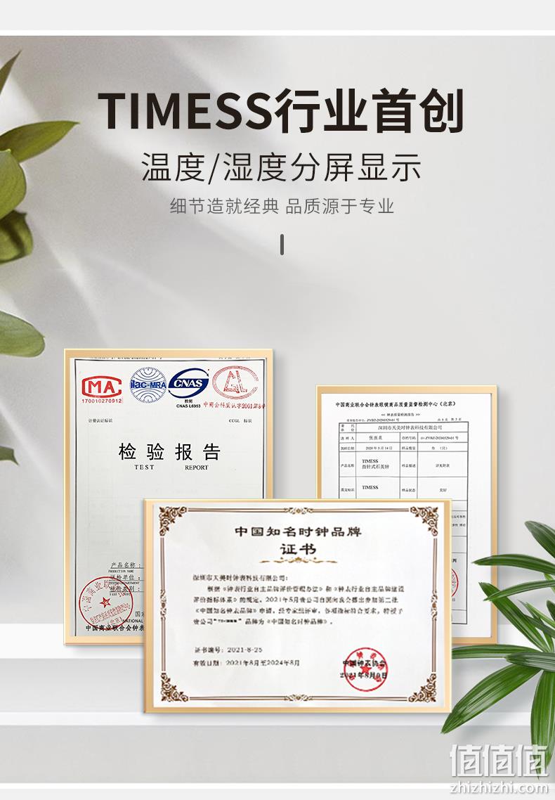自动对时+智能温湿度显示，Timess 14英寸静音分屏电波钟 p59 153元包邮（需领券） 值值值-买手聚集的地方