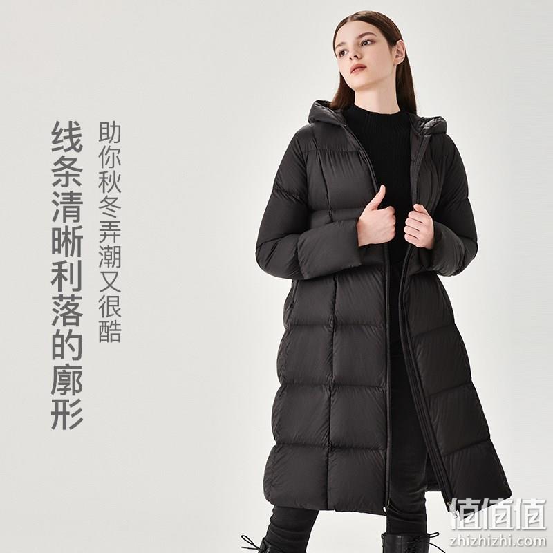 M码，网易严选 轻羽系列 女式方格长款连帽羽绒服 4004698 新低259元包邮（双重优惠） 值值值-买手聚集的地方