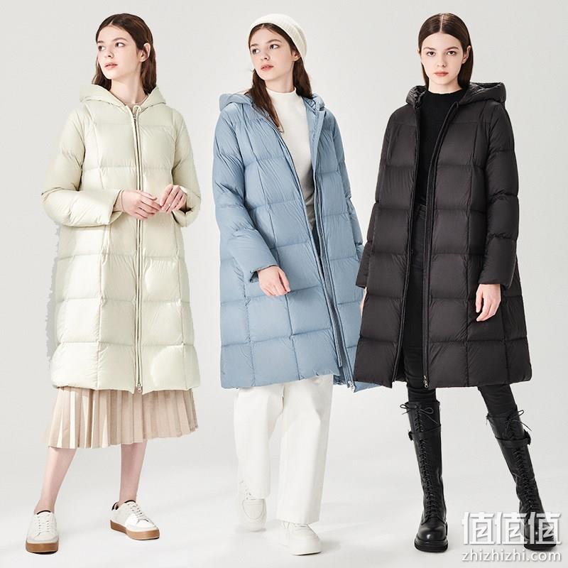 M码，网易严选 轻羽系列 女式方格长款连帽羽绒服 4004698 新低259元包邮（双重优惠） 值值值-买手聚集的地方
