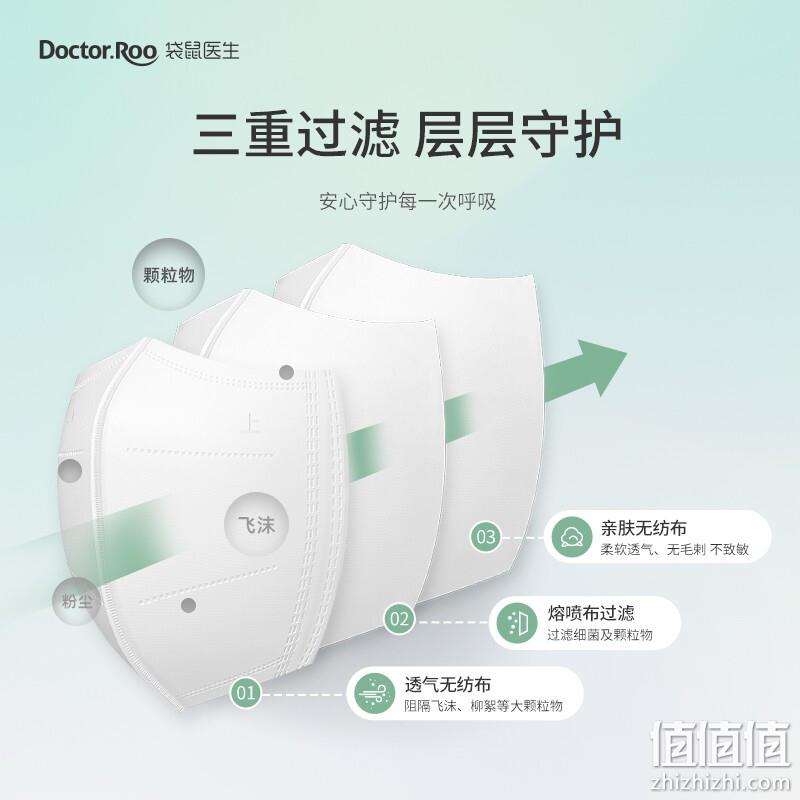 DR.ROOS 袋鼠医生 一次性3D立体防护口罩 60只（独立装）赠平面口罩30只 24.9元包邮（需领券） 值值值-买手聚集的地方