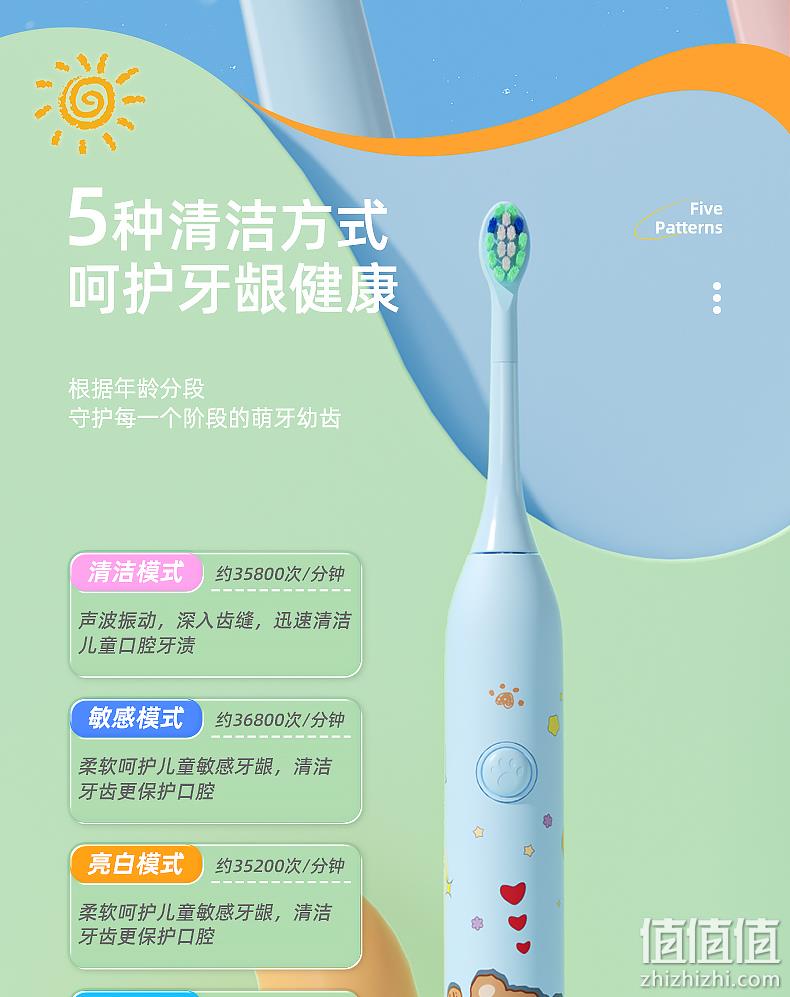 奥克斯 ACE-3904A1 儿童全自动充电声波式电动牙刷 含4支刷头 68元包邮（需领券） 值值值-买手聚集的地方