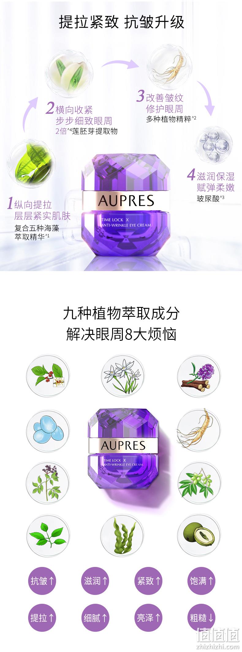 AUPRES 欧珀莱 小紫钻 时光锁抗皱紧实眼霜20g+赠同款正装20g 210元包邮（105元/瓶） 值值值-买手聚集的地方