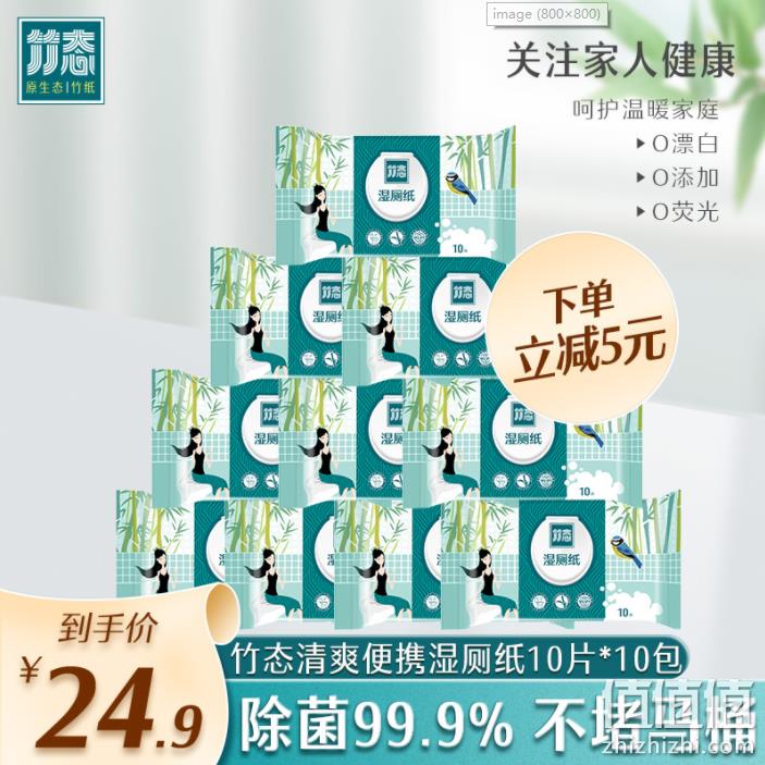 竹态 可降解除菌湿厕纸 10抽*10包*2件 37.8元包邮（双重优惠） 值值值-买手聚集的地方