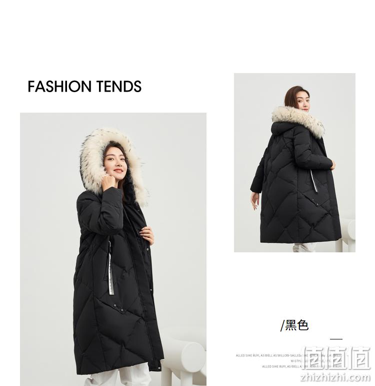 冰洁 秋冬女士中长款貉子毛领羽绒服 4色 199元包邮（双重优惠） 值值值-买手聚集的地方