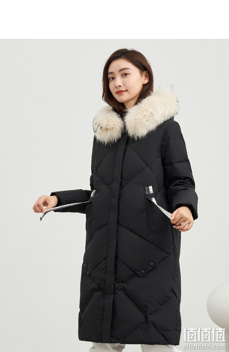 冰洁 秋冬女士中长款貉子毛领羽绒服 4色 199元包邮（双重优惠） 值值值-买手聚集的地方