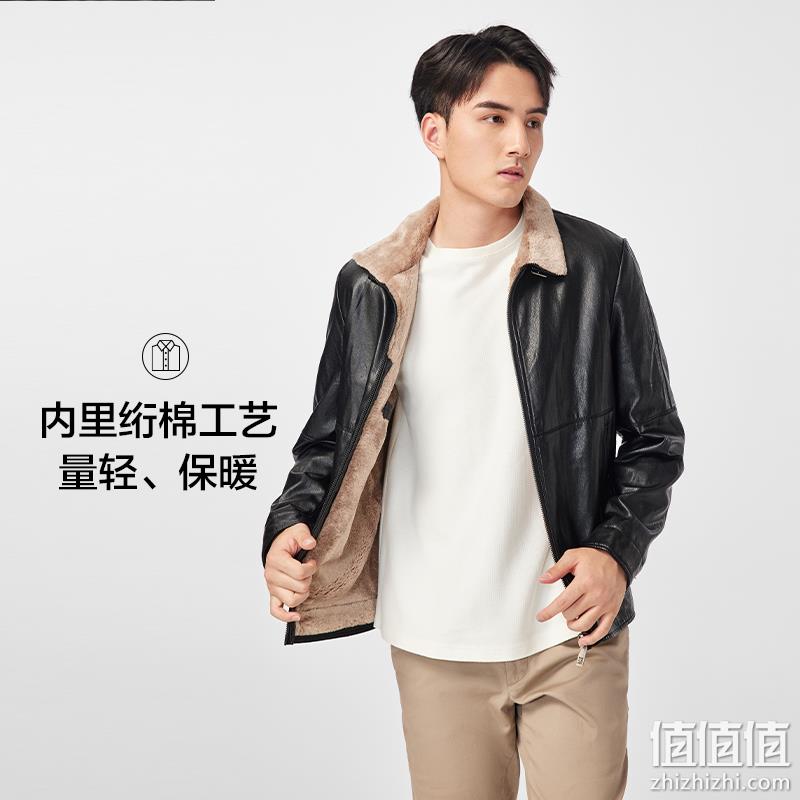 红豆 2022秋新男士翻领PU皮复合加绒夹克 139元包邮（需领券） 值值值-买手聚集的地方