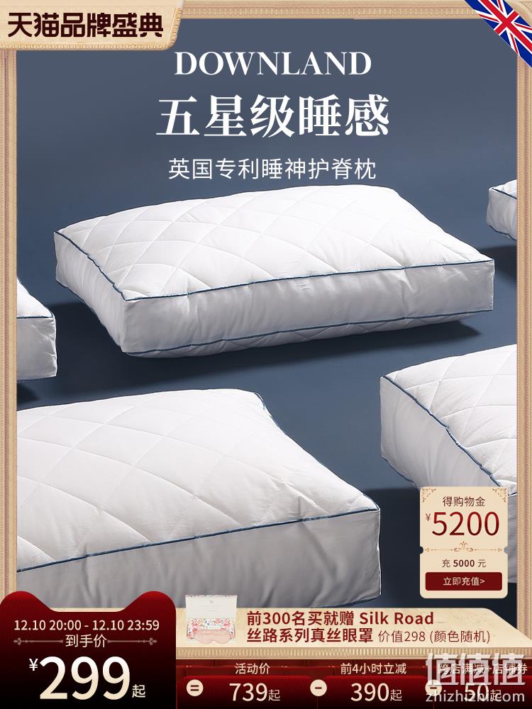 英国顶级寝具品牌 Downland 助眠护颈大睡神枕头 赠真丝眼罩 299元包邮（双重优惠） 值值值-买手聚集的地方