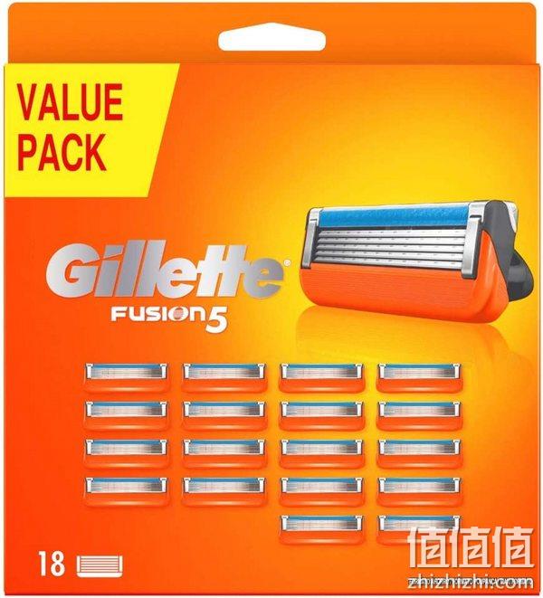 Gillette 吉列 Fusion5 锋隐 手动剃须刀替换刀头18个装 217.33元（Prime会员92折） 值值值-买手聚集的地方