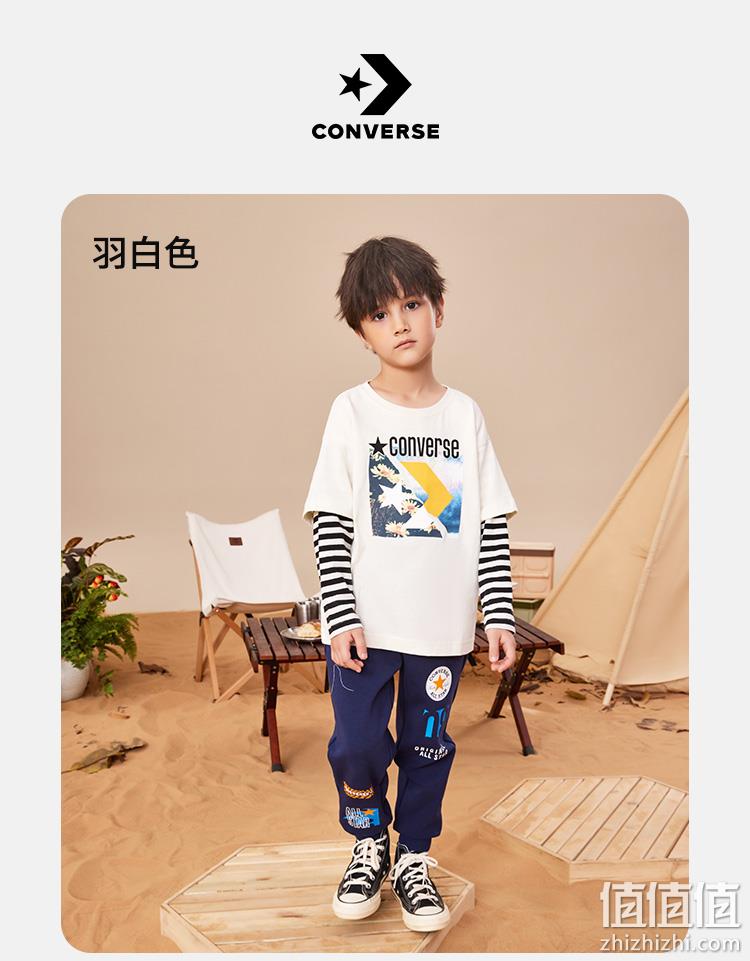 Converse 匡威 男童炸街长袖纯棉假两件T恤（120~160码）2色 98元包邮（双重优惠） 值值值-买手聚集的地方