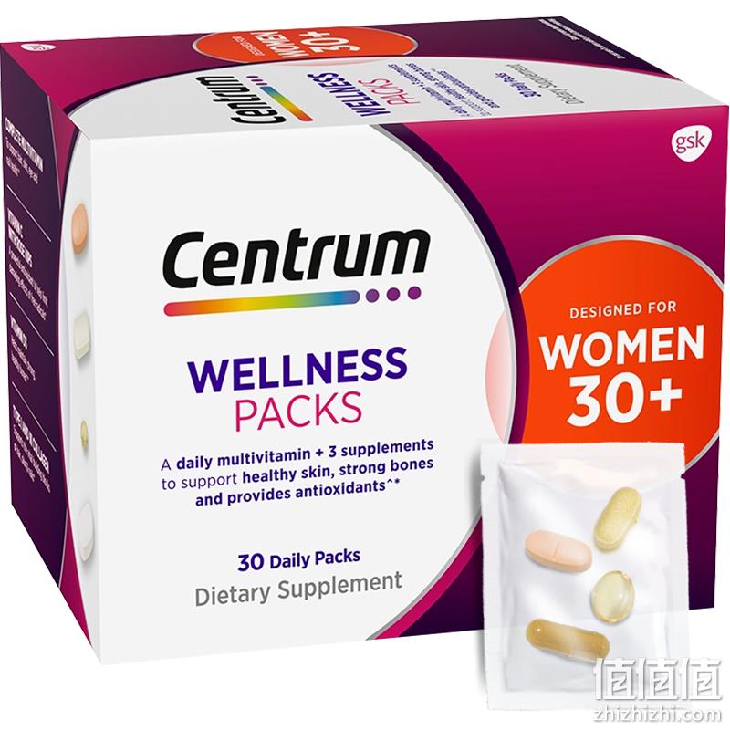 临期特价，Centrum 善存 女士30岁每日定制综合维生素营养包4粒*30袋 59.5元包邮包税（买3件低至46.37元/盒） 值值值-买手聚集的地方