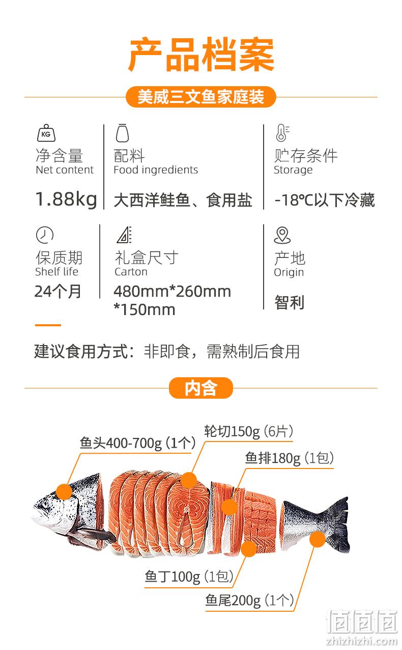 智利/挪威自有渔场直供，美威 大西洋鲑三文鱼整条鱼礼盒1.88kg 249元顺丰包邮（需领券） 值值值-买手聚集的地方