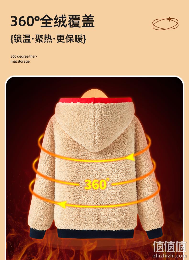 La Chapelle Mini 拉夏贝尔 2022新款男童羊羔绒加厚开衫外套（110~160码）多色 49.9元包邮（需领券） 值值值-买手聚集的地方