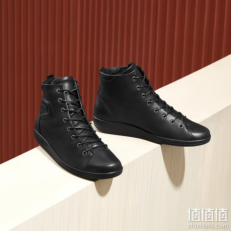 ECCO 爱步 Soft 2.0 柔酷2号 女士真皮系带高帮休闲鞋206523 380元（天猫旗舰店1599元） 值值值-买手聚集的地方