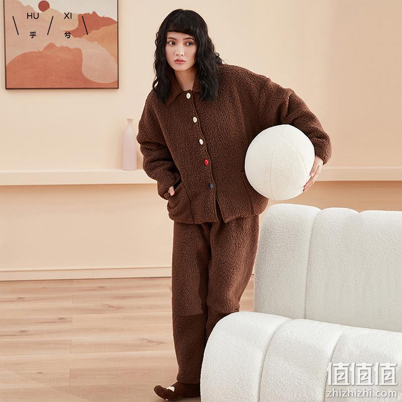 爱慕旗下 Huxi 乎兮 女士可外穿保暖羊羔绒家居服套装 2色 115元包邮（需领券） 值值值-买手聚集的地方