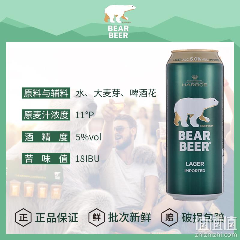 临期低价，Harboe 豪铂熊 拉格啤酒 500mL*5听装 22.9元包邮（需领券） 值值值-买手聚集的地方