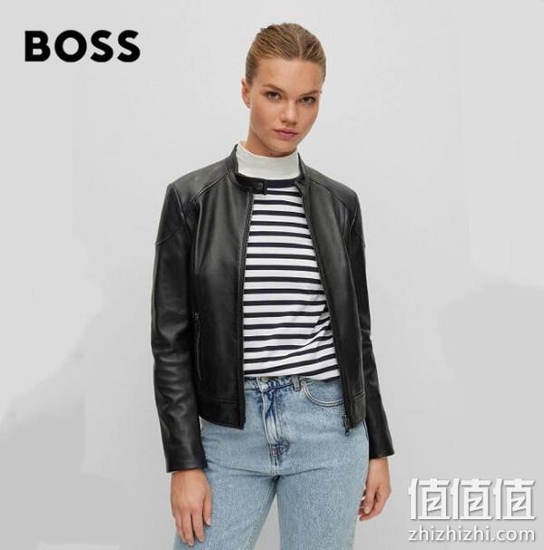 HUGO Hugo Boss 雨果·博斯 C_SAFLIMA 女士短款山羊皮夹克 50472482 1389.09元 值值值-买手聚集的地方