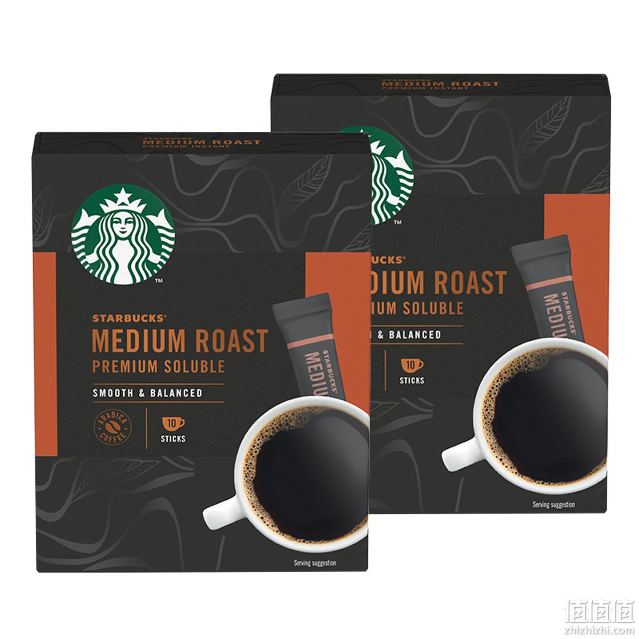 Starbucks 星巴克 黑咖啡 中度烘焙精品速溶咖啡 2.3g*10条*2盒 74元包邮（37元/盒） 值值值-买手聚集的地方