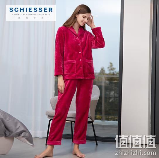 PLUS会员，SCHIESSER 舒雅 女士剪花法兰绒长袖家居服套装 E1/18780H 109元包邮（需领券） 值值值-买手聚集的地方