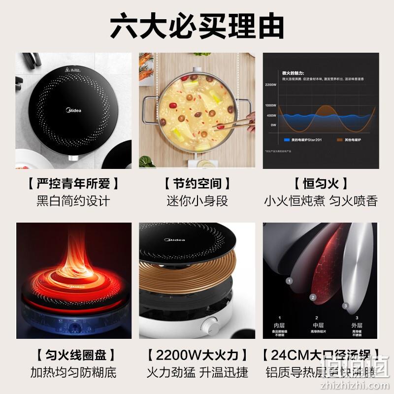 Midea 美的 2200W大功率电磁炉 C22-RX22H0107 新低119元包邮（需用券） 值值值-买手聚集的地方